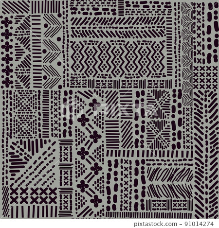 African vector seamless pattern in ethnic tribal style. Dark african style background. African vector seamless pattern in ethnic tribal style. Dark african style background. 91014274