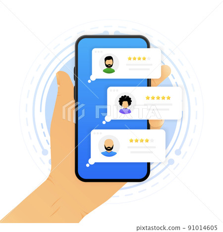 Customer User reviews on phone. Feedback, experience concept. Vector illustration. 91014605
