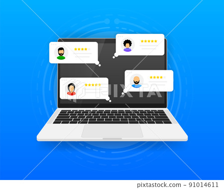Customer User reviews on laptop. Feedback, experience concept. Vector illustration. 91014611