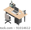 辦公桌等距圖 91014612