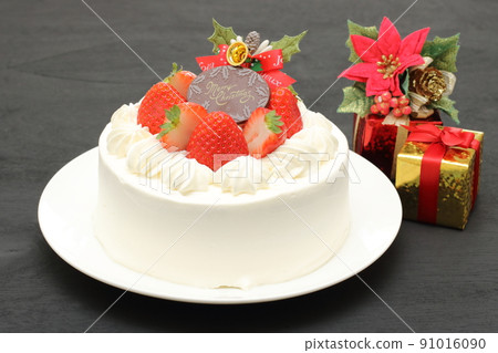 聖誕蛋糕黑色背景 91016090
