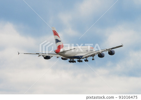 英國航空公司 A380-800 起飛爬升 91016475