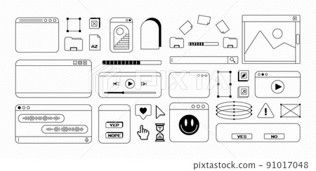 Vector Set Of Cute Template With Patches And Stickers In 90s Style