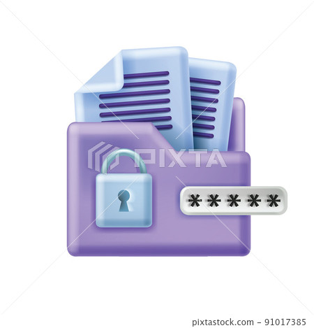 3D secure data storage vector icon, PIN window, lock, digital file folder, web cloud server concept 3D secure data storage vector icon, PIN window, lock, digital file folder, web cloud server concept 91017385