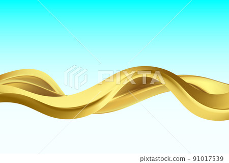 Golden wave on a blue background. Abstract wave motion. Luxury gold color flow background. Vector illustration Golden wave on a blue background. Abstract wave motion. Luxury gold color flow background. Vector illustration 91017539