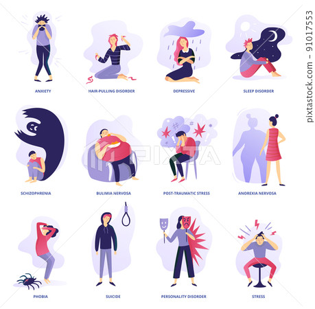 Mental disorders of set, axiety and depressive, phobia and stress 91017553