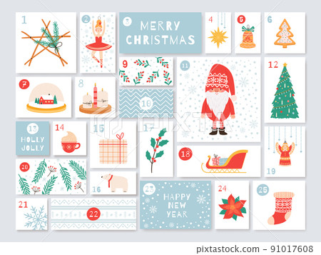 Christmas advent calendar, holiday event day to new year 91017608