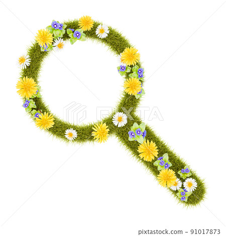 Flowery Grassy Magnifier Glass Symbol Shape Isolated Flowery Grassy Magnifier Glass Symbol Shape Isolated 91017873
