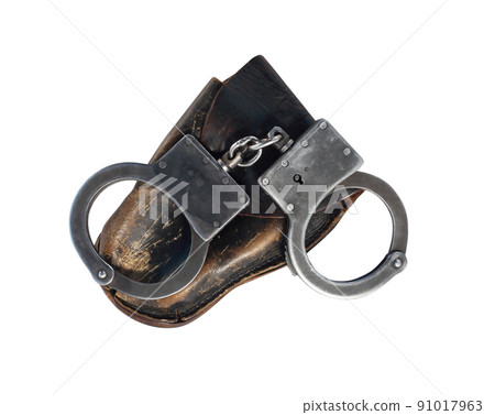 Old Handcuffs With Leather Case Old Handcuffs With Leather Case 91017963
