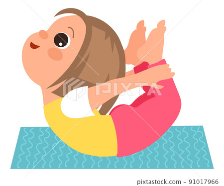 Healthy kid physical activity. Girl yoga exercise 91017966