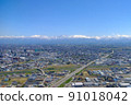 Aerial view, spring Tateyama mountain range and Toyama city Aerial view, spring Tateyama mountain range and Toyama city 91018042
