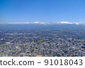 Aerial view, spring Tateyama mountain range and Toyama city Aerial view, spring Tateyama mountain range and Toyama city 91018043