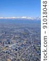 Aerial view, spring Tateyama mountain range and Toyama city Aerial view, spring Tateyama mountain range and Toyama city 91018048