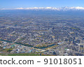 Aerial view, spring Tateyama mountain range and Toyama city Aerial view, spring Tateyama mountain range and Toyama city 91018051