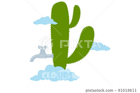 Vector banner.Cute cactus with clouds isolated on white. Mexican symbol. Vector banner.Cute cactus with clouds isolated on white. Mexican symbol. 91018611