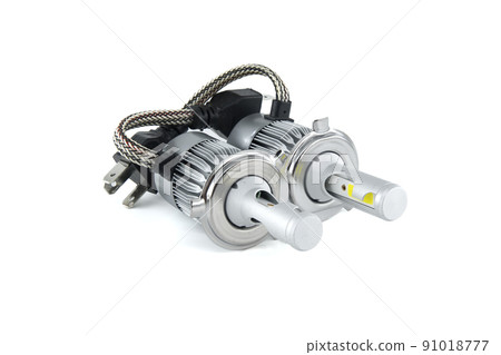 Vehicles H4 LED headlight bulbs isolated on white 91018777