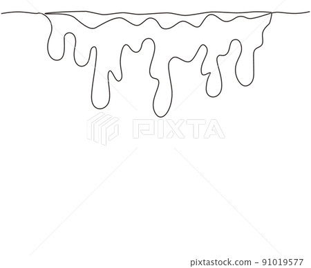 Single continuous line drawing drip and flow of milk. Abstract splash of white liquid. Drop and splashing cream or yogurt. Stream and stain paint - design element. One line draw vector illustration Single continuous line drawing drip and flow of milk. Abstract splash of white liquid. Drop and splashing cream or yogurt. Stream and stain paint - design element. One line draw vector illustration 91019577