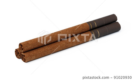 Bunch of cigarettes isolated on white background 91020930