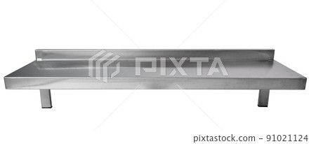 Metal industrial kitchen shelf of stainless steel isolated on white Metal industrial kitchen shelf of stainless steel isolated on white 91021124