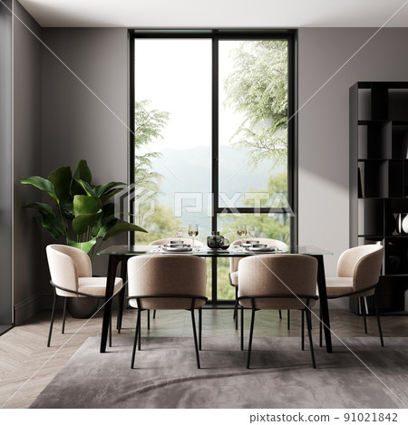 Scandinavian style living-room interior with modern furniture, 3D rendering. Scandinavian style living-room interior with modern furniture, 3D rendering. 91021842