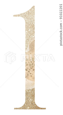 Pastel light Golden number 1 isolated illustration, glitter holiday design element Pastel light Golden number 1 isolated illustration, glitter holiday design element 91022201