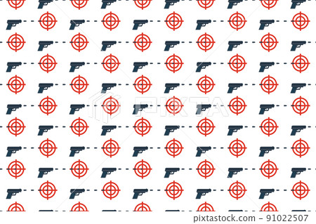 Gun targets and guns. Pattern on white Gun targets and guns. Pattern on white 91022507