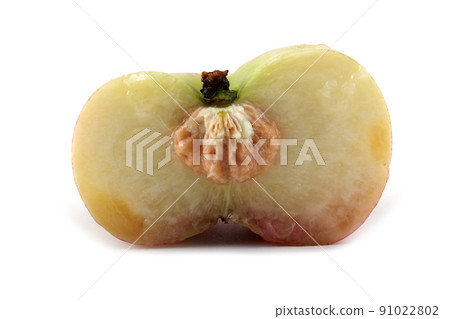 Flat peach (doughnut peach, donut peach, UFO peach, peento peach, saucer peach). Ancient Chinese variety "Pan tao". Delicacy 91022802