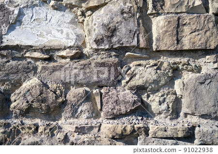 Old stone wall background, nature texture gray backdrop 91022938