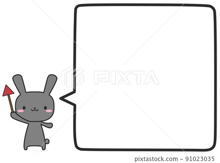Rabbit holding an arrow and a simple square balloon Rabbit holding an arrow and a simple square balloon 91023035