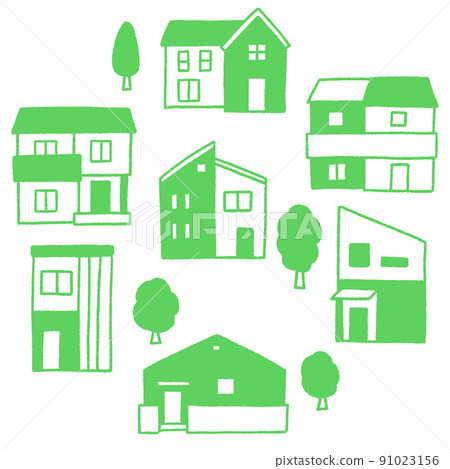 綠色住宅區的矢量圖解 綠色住宅區的矢量圖解 91023156