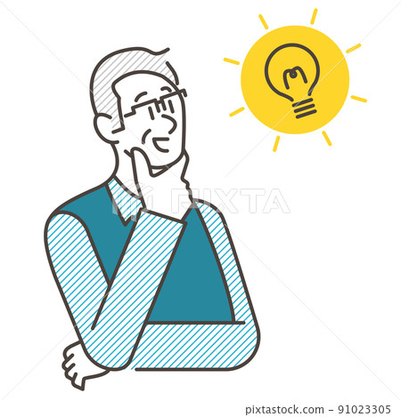 A senior man who inspires something [Vector illustration material] 91023305