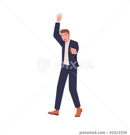 Man Character Screaming Feeling Joy and Excitement Celebrating Something Vector Illustration 91023594