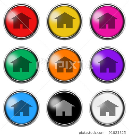 Home sign button icon set isolated on white with clipping path 3d illustration Home sign button icon set isolated on white with clipping path 3d illustration 91023825