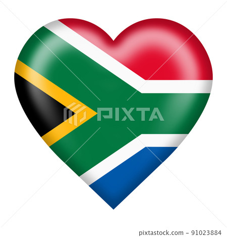South Africa flag heart button isolated on white with clipping path 3d illustration South Africa flag heart button isolated on white with clipping path 3d illustration 91023884