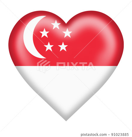 Singapore flag heart button isolated on white with clipping path 3d illustration Singapore flag heart button isolated on white with clipping path 3d illustration 91023885