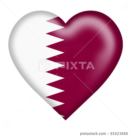 Qatar flag heart button isolated on white with clipping path 3d illustration Qatar flag heart button isolated on white with clipping path 3d illustration 91023888
