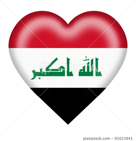 Iraq flag heart button isolated on white with clipping path 3d illustration Iraq flag heart button isolated on white with clipping path 3d illustration 91023941