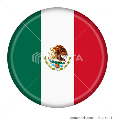 Mexico flag button illustration with clipping path Mexico flag button illustration with clipping path 91023981