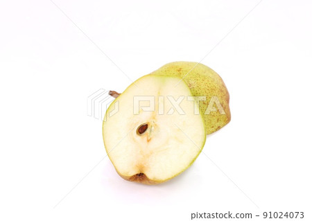 Pear fruit cut cross section bright background 91024073