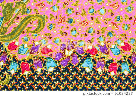 Batik sarong pattern background in Thailand, traditional batik sarong in Asian. 91024257