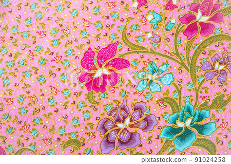 Batik sarong pattern background in Thailand, traditional batik sarong in Asian. 91024258