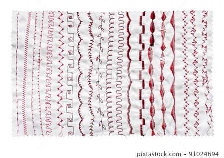 back side of cloth with samples of stitches cutout 91024694