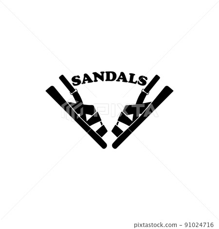 Sandals logo design. Side view. Pair shoes symbol. Vector clipart and drawing on white background. 91024716