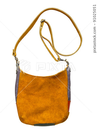 crossbody bag hand sewn from yellow suede cutout 91025051