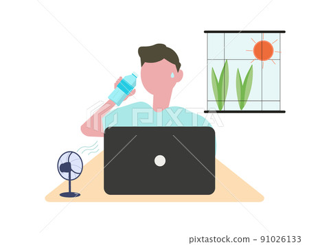 男士在工作期間補水 PC 辦公室 飲用水 室內夏季窗戶 91026133