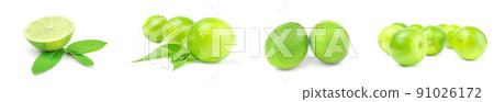 Collection of limes isolated on a white cutout Collection of limes isolated on a white cutout 91026172