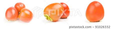 Set of persimmon close-up isolated on white background 91026332