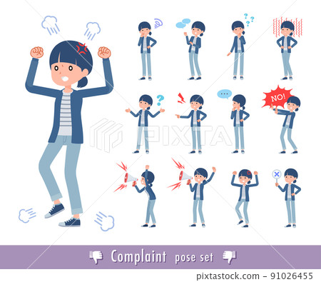 A set of natural style women expressing dissatisfaction 91026455