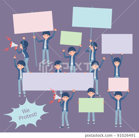 一組自然風格的女性抗議 一組自然風格的女性抗議 91026491