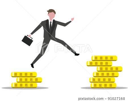 跳躍的商人金錢事業加薪加薪增長目標例證 跳躍的商人金錢事業加薪加薪增長目標例證 91027168